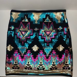 Metallic sequin mini skirt